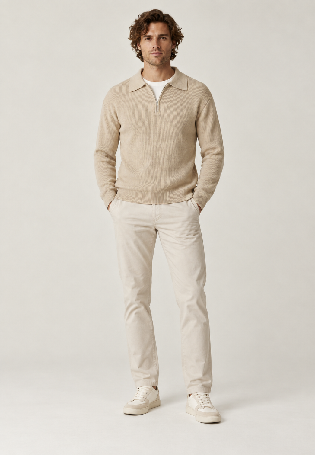 Herrenpullover Halbzip mit Polokragen & Rippstrick – Ilan