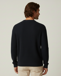 Herrenpullover Rippstrick mit Rundhals, langarm – Evren