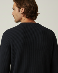 Herrenpullover Rippstrick mit Rundhals, langarm – Evren