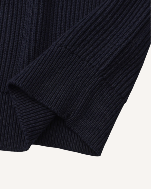Herrenpullover Rippstrick mit Rundhals, langarm – Evren
