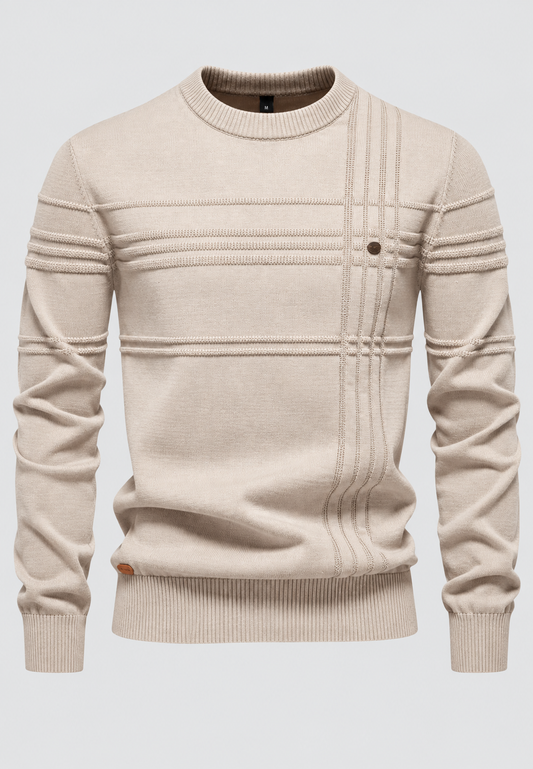 Herrenpullover mit Rundhalsausschnitt und Karomuster – Simon