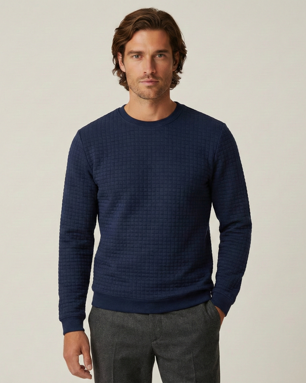 Herrenpullover Gofré-Strick mit Rundhals, langarm – Loris