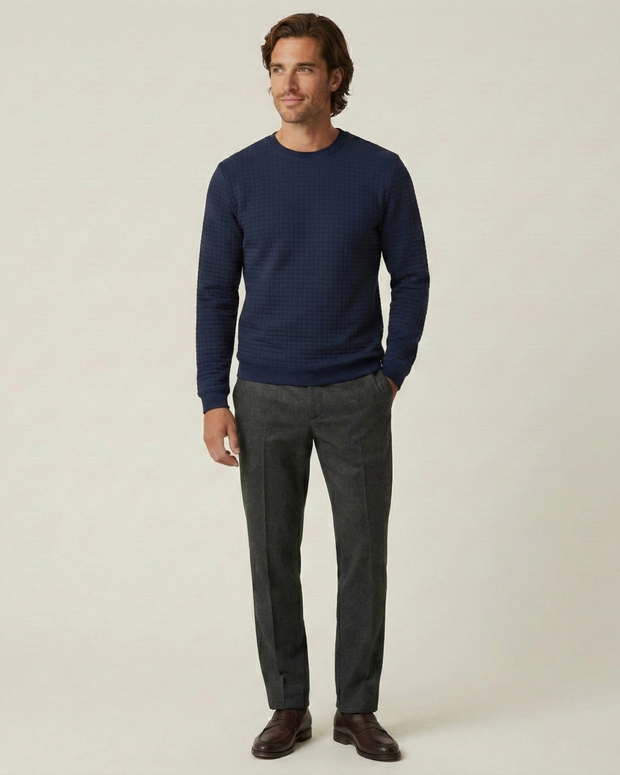 Herrenpullover Gofré-Strick mit Rundhals, langarm – Loris