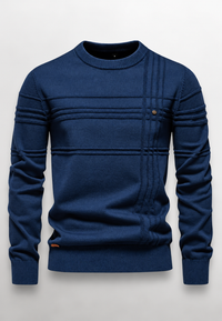 Herrenpullover Rundhals mit Struktur-Strick & Reliefmuster – Silas