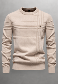 Herrenpullover Rundhals mit Struktur-Strick & Reliefmuster – Silas