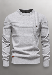 Herrenpullover Rundhals mit Struktur-Strick & Reliefmuster – Silas