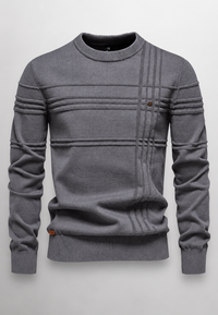 Herrenpullover Rundhals mit Struktur-Strick & Reliefmuster – Silas