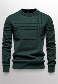 Herrenpullover Rundhals mit Struktur-Strick & Reliefmuster – Silas