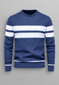 Herrenpullover gestreift mit Rundhals & Struktur-Strick – Tobias