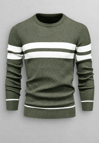 Herrenpullover gestreift mit Rundhals & Struktur-Strick – Tobias