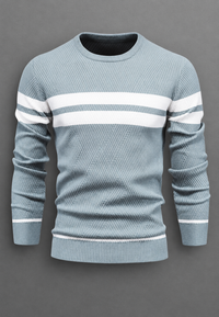 Herrenpullover gestreift mit Rundhals & Struktur-Strick – Tobias