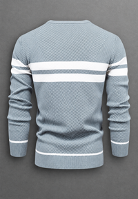 Herrenpullover gestreift mit Rundhals & Struktur-Strick – Tobias