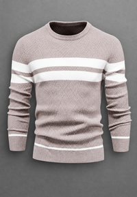 Herrenpullover gestreift mit Rundhals & Struktur-Strick – Tobias