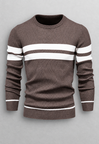 Herrenpullover gestreift mit Rundhals & Struktur-Strick – Tobias