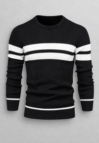Herrenpullover gestreift mit Rundhals & Struktur-Strick – Tobias