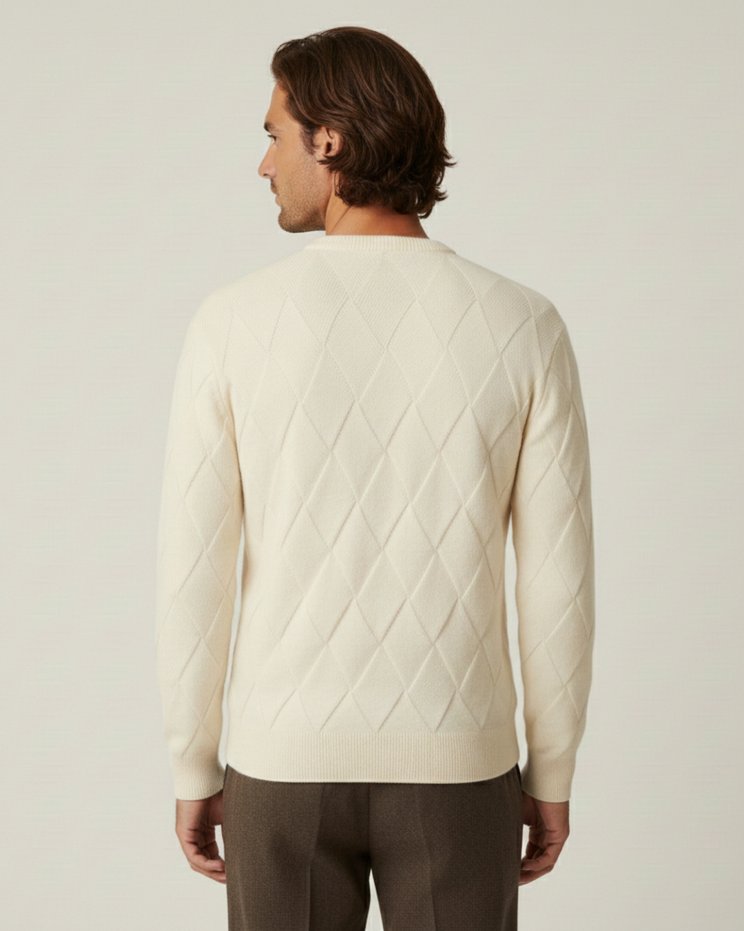 Herrenpullover mit geprägten Rauten & Rundhals – Adriel