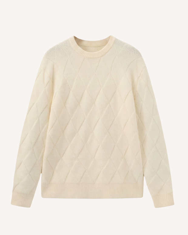 Herrenpullover mit geprägten Rauten & Rundhals – Adriel
