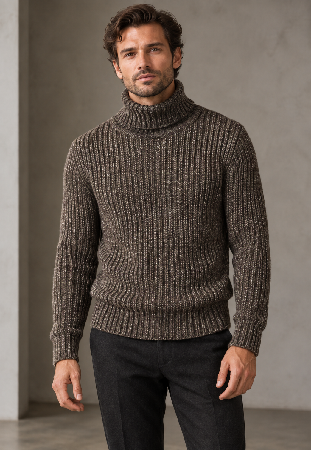 Herren Rollkragenpullover Rippstrick mit Struktur – Nereo