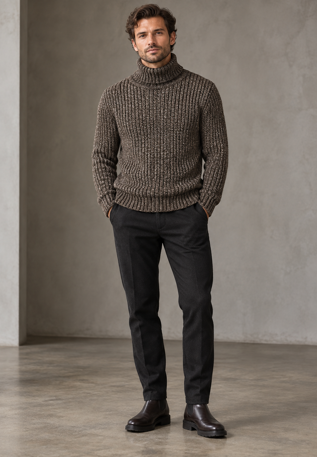 Herren Rollkragenpullover Rippstrick mit Struktur – Nereo