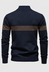 Herrenpullover mit Zip, Stehkragen & Grafik-Streifen – Nolan