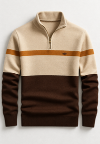 Herrenpullover Halbzip mit Stehkragen & Streifen – Auden