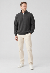 Herrenpullover Rippstrick mit halbem Zip & Stehkragen – Elio