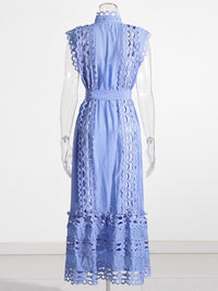 Freya - Ärmelloses, hohl geschnittenes, solides Maxikleid