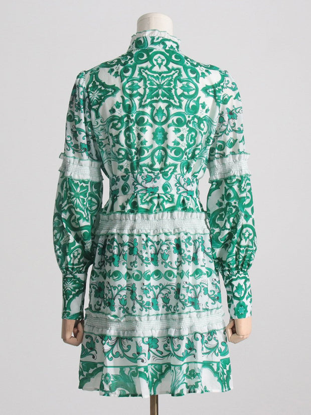 Kleid mit Laternenärmeln und Patchwork-Spitze