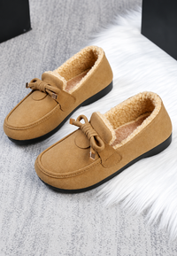 Damen Mokassin mit Fleecefutter & Zierschleife, flach – Selma