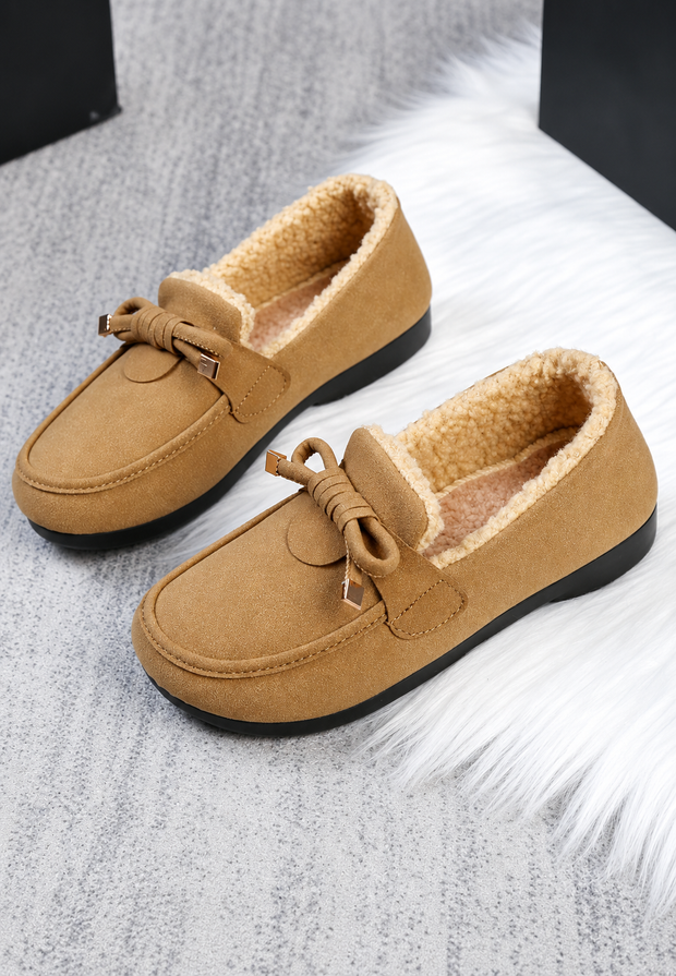 Damen Mokassin mit Fleecefutter & Zierschleife, flach – Selma