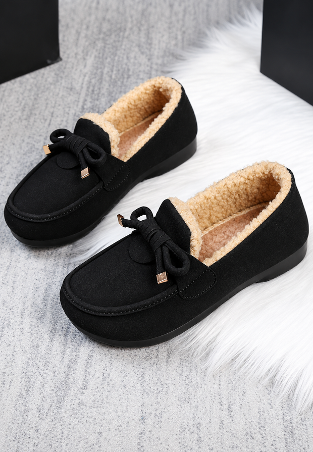Damen Mokassin mit Fleecefutter & Zierschleife, flach – Selma