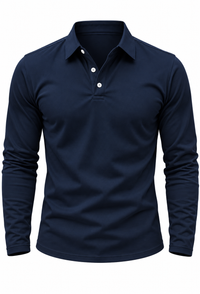 Herren Longsleeve-Polo mit Hemdkragen & Knöpfen – Breno