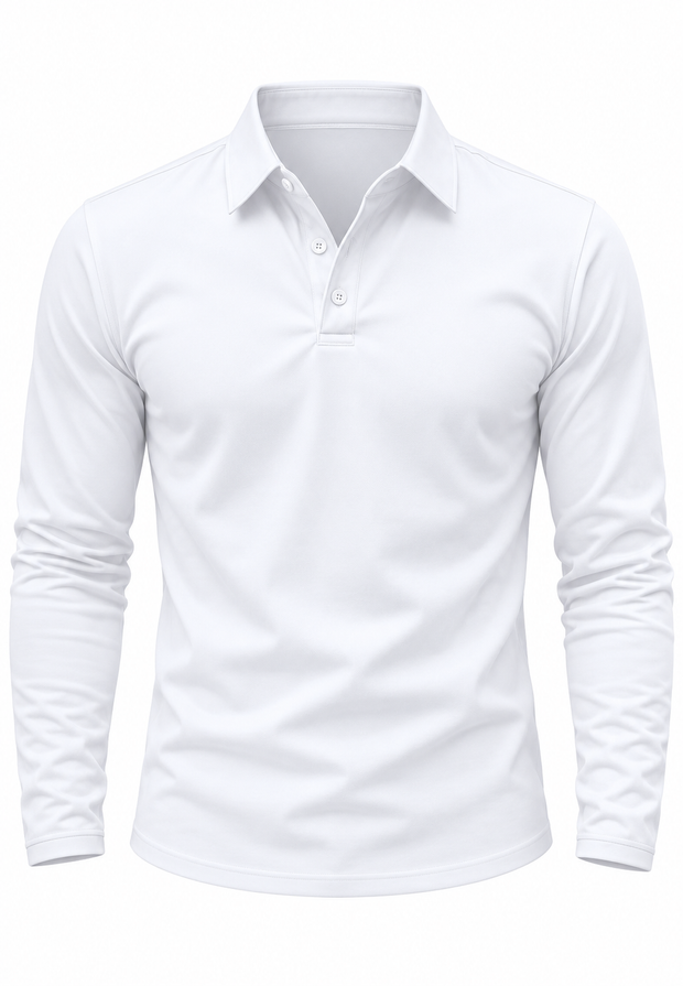 Herren Longsleeve-Polo mit Hemdkragen & Knöpfen – Breno