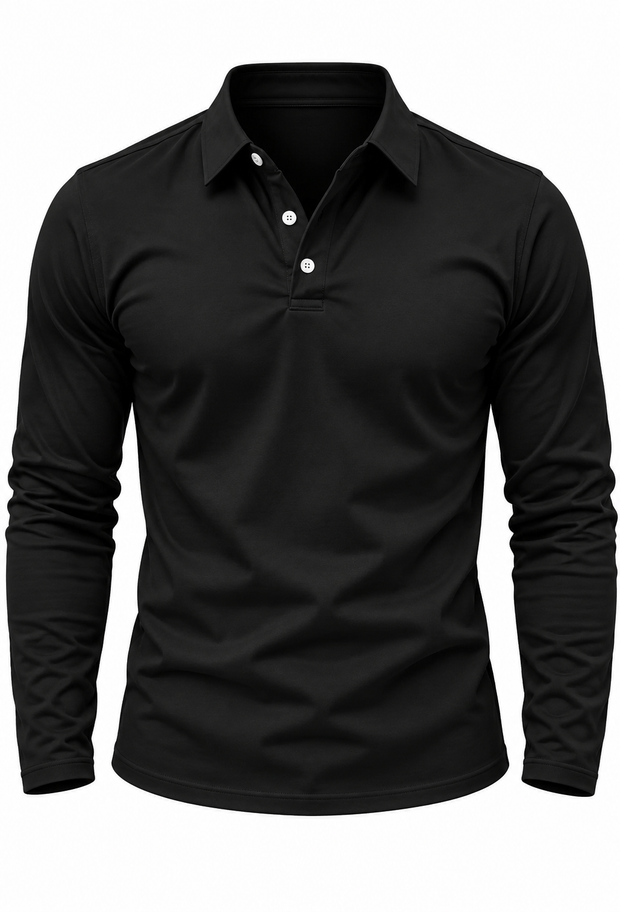 Herren Longsleeve-Polo mit Hemdkragen & Knöpfen – Breno