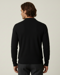 Herren Polo Langarm glatt gestrickt, offener Kragen – Elian