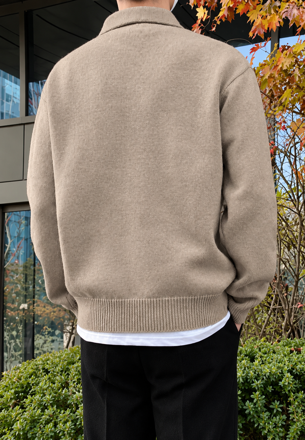 Herren Longsleeve-Polohemd glatter Strick, Kragen – Miro
