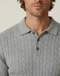 Herren Zopfstrick-Polo Langarm mit Kragen – Teo