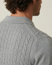 Herren Zopfstrick-Polo Langarm mit Kragen – Teo