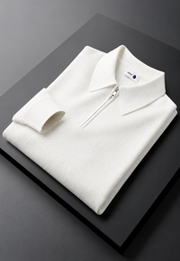 Herren Strick-Polo mit halbem Reißverschluss, langarm Herbst – Lior