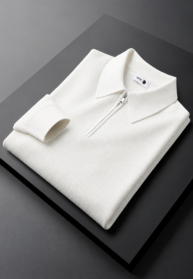 Herren Strick-Polo mit halbem Reißverschluss, langarm Herbst – Lior