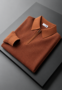 Herren Strick-Polo mit halbem Reißverschluss, langarm Herbst – Lior