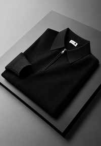 Herren Strick-Polo mit halbem Reißverschluss, langarm Herbst – Lior