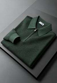 Herren Strick-Polo mit halbem Reißverschluss, langarm Herbst – Lior