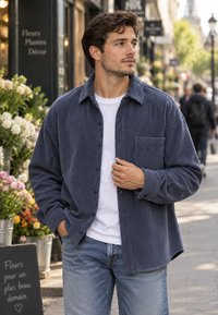 Herren-Cordhemd in weitem Schnitt mit Brusttasche – Mads