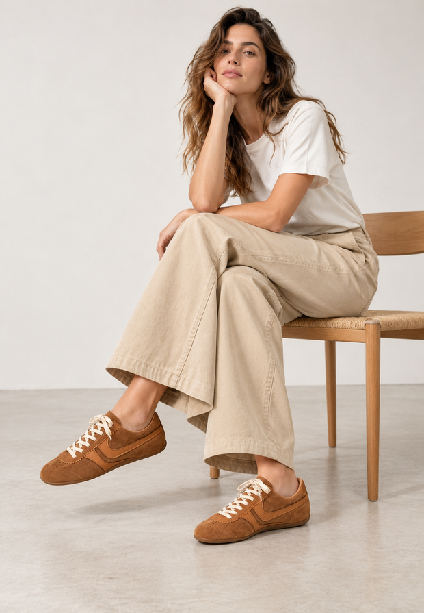 Damen Barefoot Sneaker Retro-Stil mit Materialmix – Alinda