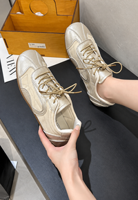 Damen Metallic Sneaker Retro-Stil mit Materialmix – Siena