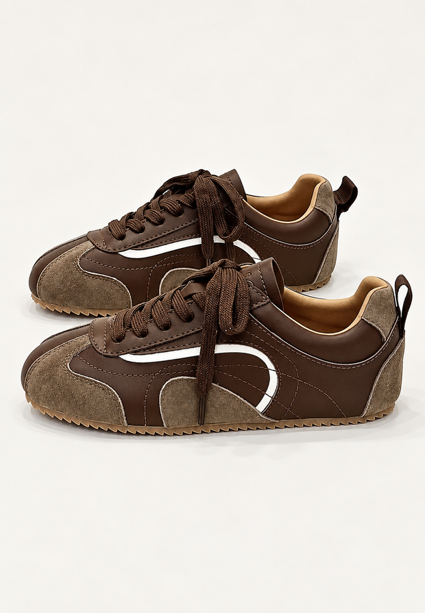 Retro Damenschuhe Wildlederoptik mit Kontrasten – Tavia