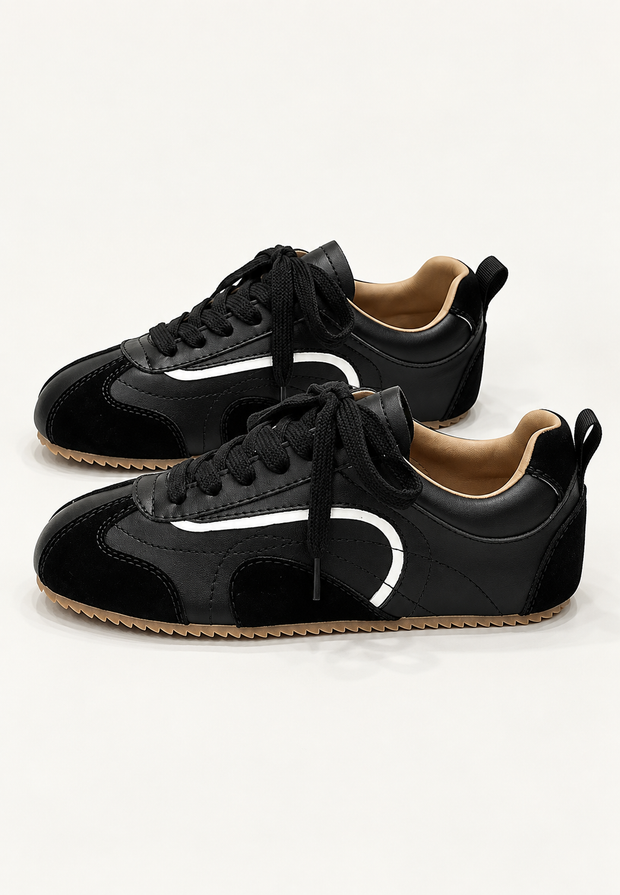 Retro Damenschuhe Wildlederoptik mit Kontrasten – Tavia