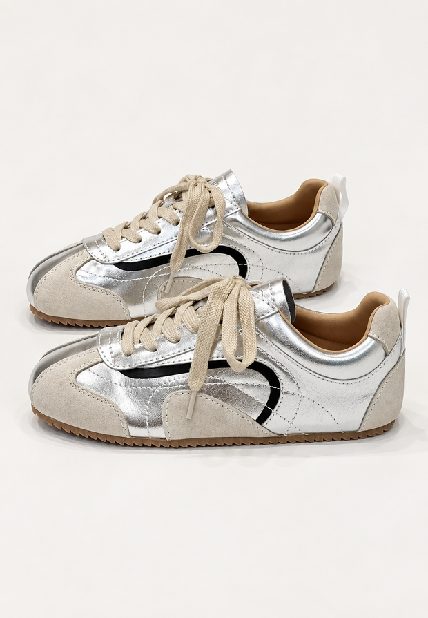 Retro Damenschuhe Wildlederoptik mit Kontrasten – Tavia