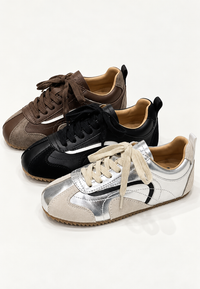 Retro Damenschuhe Wildlederoptik mit Kontrasten – Tavia